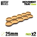 Green Stuff World Movement Tray Round 25mm (AoS) Skirmish 5 Modelli Linea (2pz)